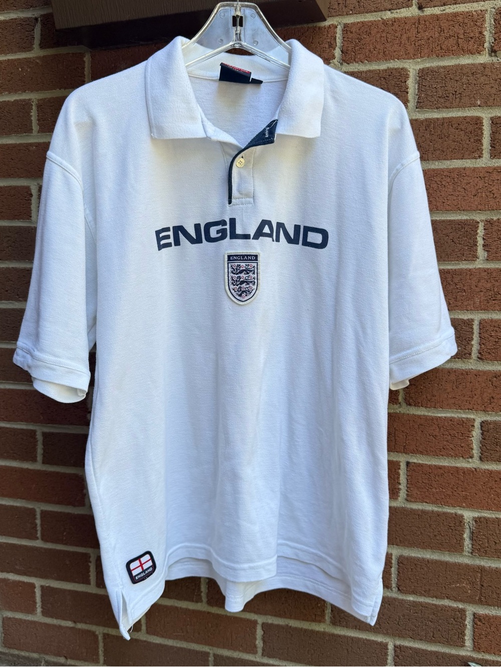 England Crest Men's White Polo Shirt